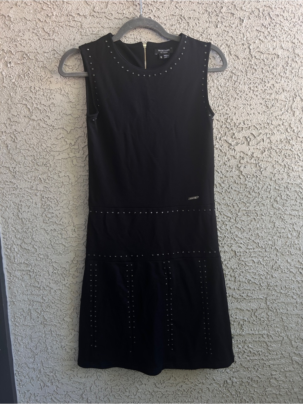 Marciano Los Angeles Black Studded Sleeveless Dress | Sz 16 | Little Black